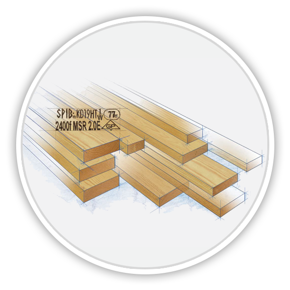 Illustration of lumber pieces